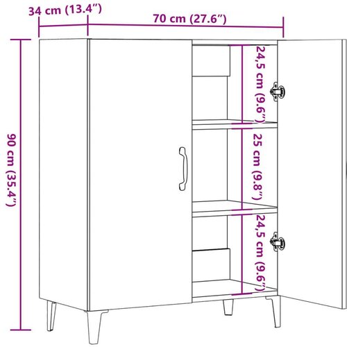 VidaXL Komoda boja starog drva 70 x 34 x 90 cm od konstruiranog drva Slike