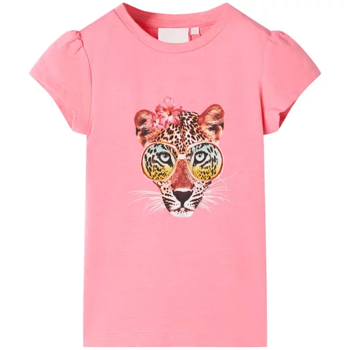 vidaXL Otroška majica s kratkimi rokavi neon roza 128