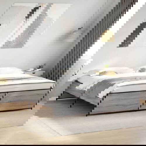  The Living Store Posteljni okvir siva sonoma 180x200 cm inž. les in kovina - Posteljni Okvir, (21500990) Cene