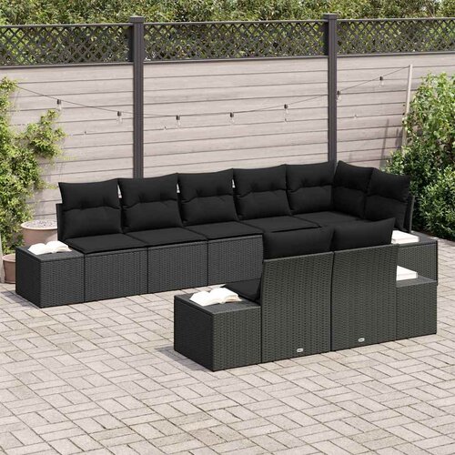  Sjedeća garnitura za vrt 8 kom. Crna poliratan 184 x 62 x 85 cm Slike