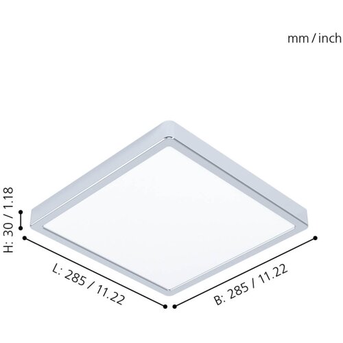 Eglo Fueva 5 nadgradna led, 20w, 2300lm, ip44, 285x285, bela/hrom/plastika Slike
