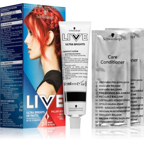Schwarzkopf LIVE Ultra Brights or Pastel semi permanentna barva za lase odtenek 092 Pillar Box Red Cene