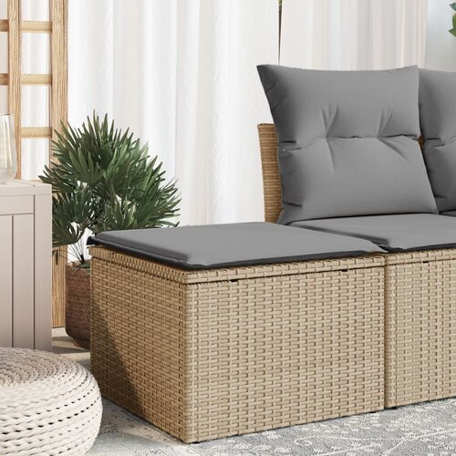 Furnova Vrtni stolček z blazino bež 55x55x37 cm poli ratan, (21954374) Slike