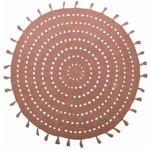 Nattiot smeđe-ružičasti pamučni ručno izrađeni tepih Nila, ø 120 cm