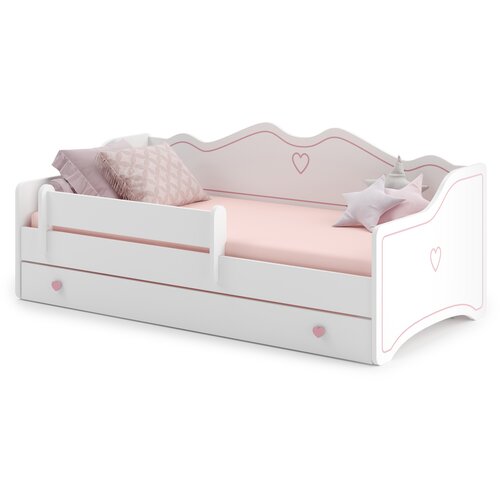 Kobi Furniture Emma - enojna postelja 160x80 v kompletu s predalom, ograjo in vzmetnico, (20626009) Cene