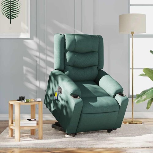 Maison Chic Električni masažni naslanjač - Relax naslanjač s funkcijo vstajanja temno zelen, (22062010) Slike