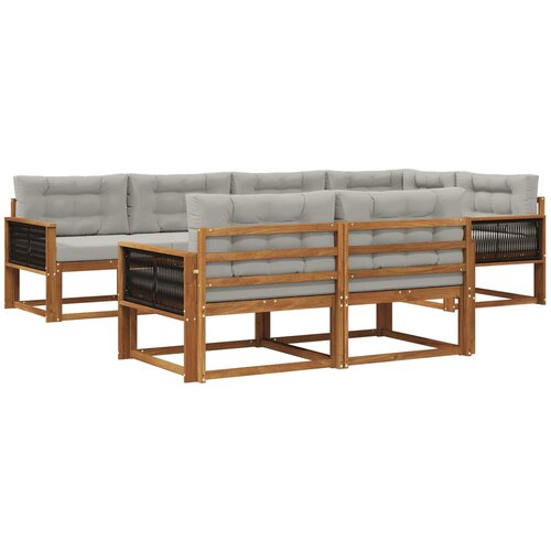 vidaXL Zunanja garnitura za sedenje 7 pcs Naravna in svetlo siva, (5000280410) Cene