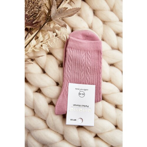Kesi Women's cotton socks with pink embossing Cene