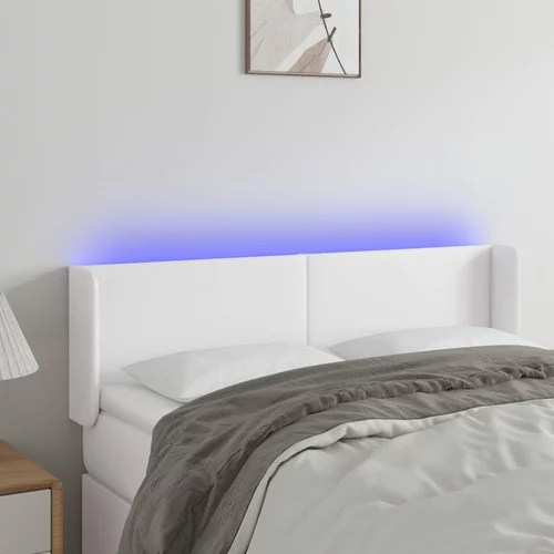 vidaXL LED posteljno vzglavje belo 147x16x78/88 cm umetno usnje