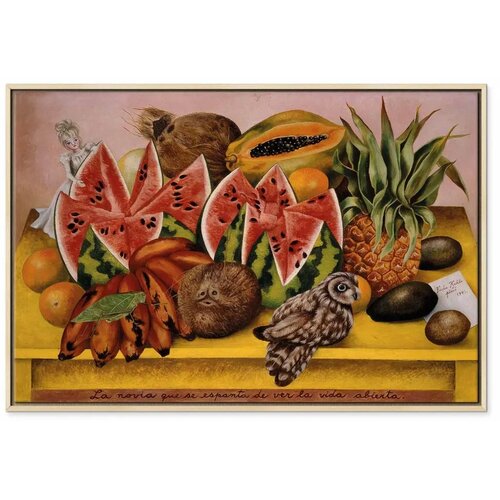  Slika - Frida Kahlo &amp;ndash; A Bride Frightened at the Sight of Life Opened 60x40 U prirodnom drvenom okviru Slike