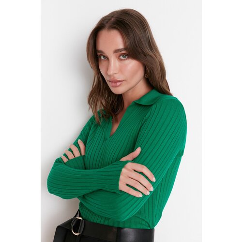 Trendyol green polo collar knitwear sweater Slike