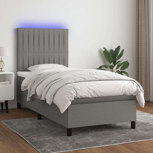  Krevet box spring s madracem LED tamnosivi 80 x 200 cm tkanina Slike