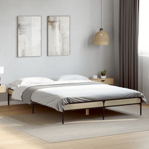 Furnova Posteljni okvir sonoma hrast 140x190 cm inž. les in kovina, (21938829) Slike