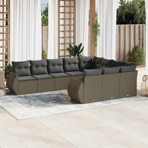  10-dijelni set vrtnih sofa poliratan s jastucima svijetlosivi Cijene