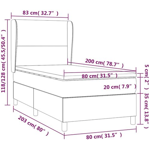  Krevet s oprugama i madracem tamnosmeđi 80x200 cm od tkanine Slike