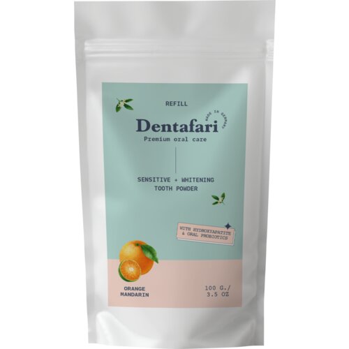 Dentafari Prah za či&amp;scaron;čenje zob s pomarančo in zeleno mandarino - 100 g Slike