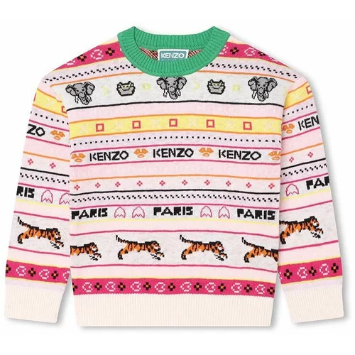Kenzo Kids Otroški pulover s primesjo volne bež barva