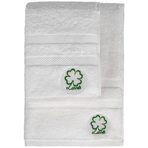 Foutastic Luck - White White Hand Towel & Bath Towel Set (2 Pieces) Cene