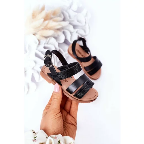 Kesi Children's Shiny Sandals Black Natalie