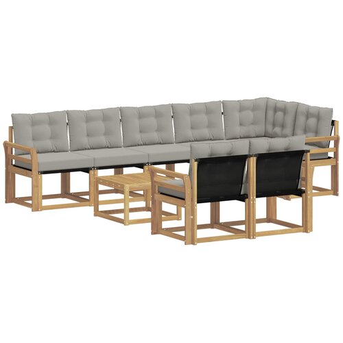 vidaXL Zunanja garnitura za sedenje 9 pcs Bela in svetlo siva, (5000280017) Cene