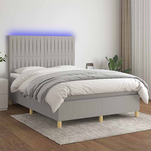  box spring s madracem LED svjetlosivi 140x200 cm tkanina Cijene