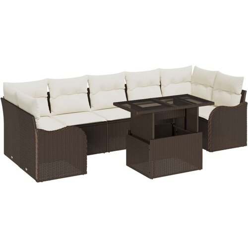  Set od 8 dijelova vrtnih sofa s jastučićima smeđeg poliratana Dvosjedna Vrtna Sofa s skladi&amp;scaron;tem i jastučićima smeđeg poliratana Slike