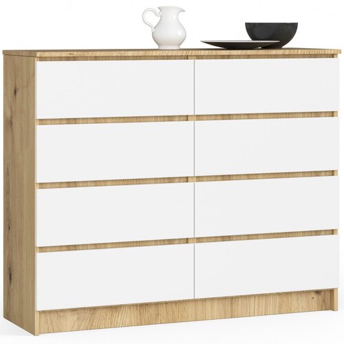 AKORD KOMODA K120 8SZ CLP DĄB ARTISAN / BELO, (21703239) Slike