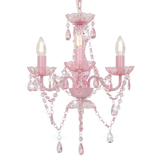VidaXL Lestenec s kroglicami roza okrogel 3 x E14 Slike