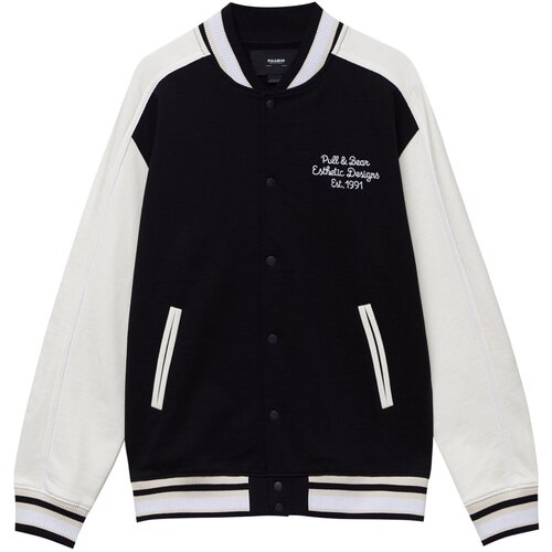 Pull&amp;amp;Bear Prehodna jakna kit / črna / bela Slike