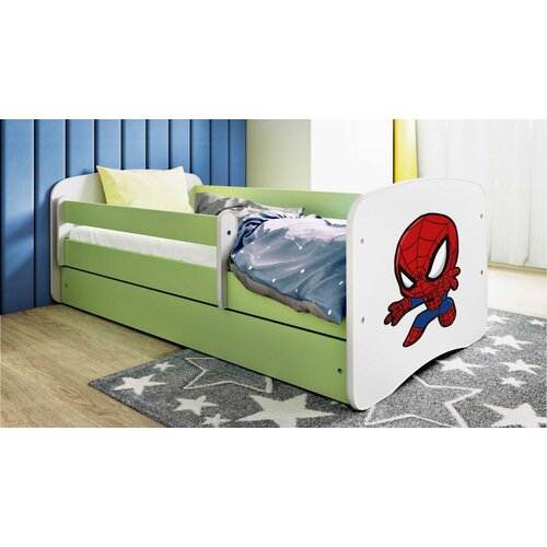HAPPYKIDS Dječji krevet Dreamy Spiderman 180x80 sa madracem s ladicom Zelena Cene