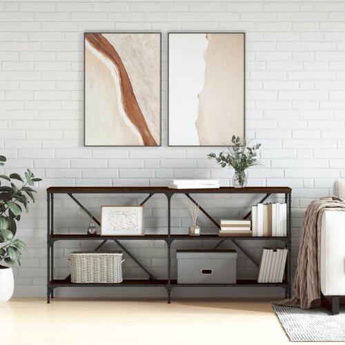 vidaXL Konzoni stol boja smeđeg hrasta 160x30x75 cm od drva i željeza Cijene