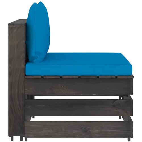  Modularna srednja sofa s jastucima od sivo impregniranog drva Plava Slike