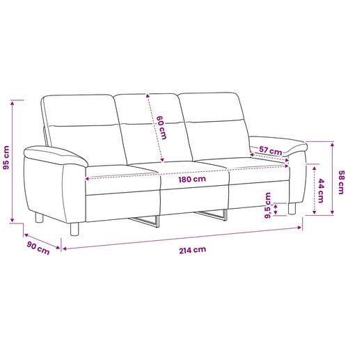 SOFA Crna 214 x 90 x 95 cm Tkanina Slike
