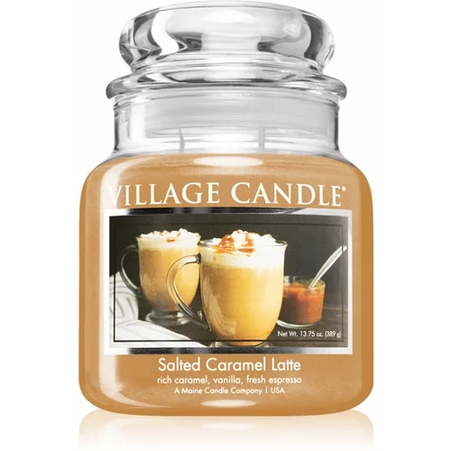 Village Candle Salted Caramel Latte mirisna svijeća (Glass Lid) 389 g