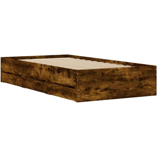 VidaXL Okvir kreveta s ladicama boja dimljenog hrasta 90x190 cm drveni Slike