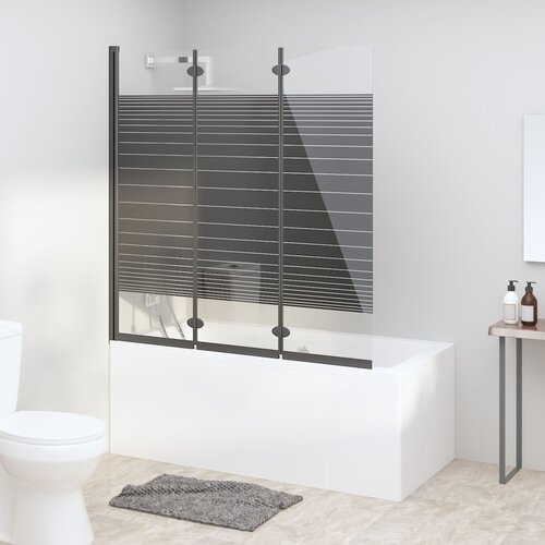 vidaXL Sklopiva pregrada za tuš 3 panela 130 x 130 cm ESG crna Cijene