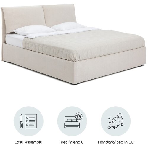 Bonami Selection Bež tapecirani bračni krevet s podnicom i prostorom za odlaganje 160x200 cm Thessa Pillow &amp;ndash; Slike
