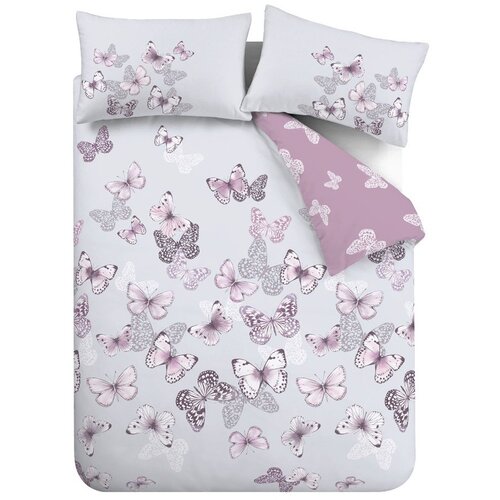 Catherine Lansfield Ružičasta/svijetlo siva posteljina za bračni krevet/za produženi krevet 230x220 cm Scatter Butterfly – Cijene