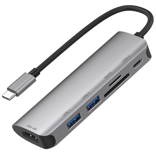 EKO Razdelilnik 6v1 HDMI4K SD Micro-SD USB 3.0 USB-C na USB tipa C, Siva, (5000063513) Slike
