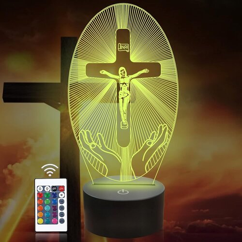 Venisymlis 3D Križna Nočna Lučka, Jezus Iluzija, 16 Barv, Hologramska LED Z Daljincem, Spominsko Darilo, (22068131) Cene