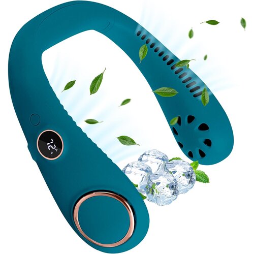 Generic Leafless viseči vratni ventilator usb prenosni digitalni zaslon viseči vratni ventilator majhen ventilator z lenim visečim vratom (temno zelen), (21125917) Slike