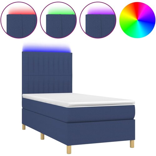  Krevet box spring s madracem LED plavi 100x200 cm od tkanine Cene