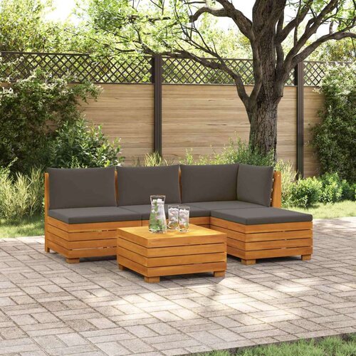  Set vanjskih sofa s jastukom 5 Komad Smeđa Čvrsto drvo akacije Cijene