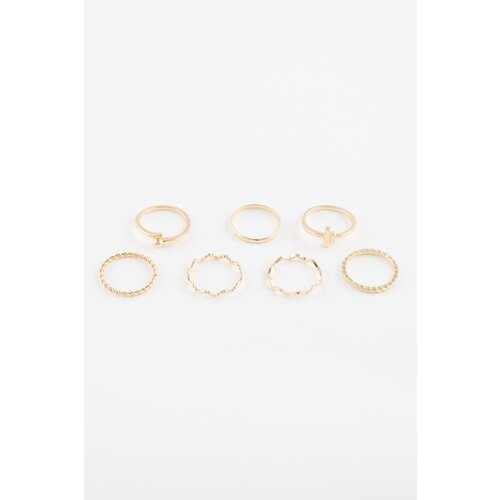 Defacto Women's 7-Piece Gold Ring Cene