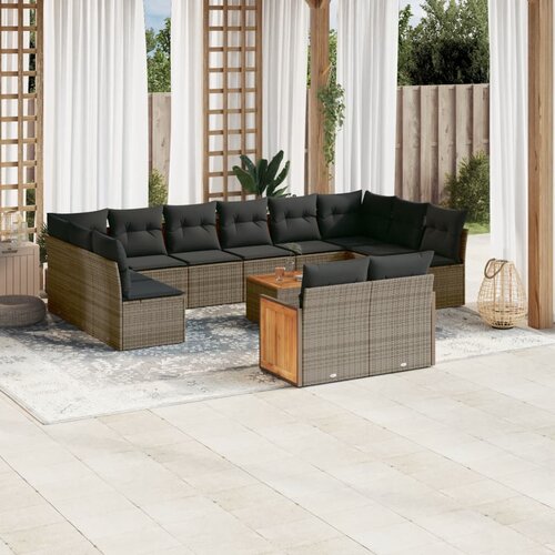 vidaXL 13-dijelni set vrtnih sofa od poliratana s jastucima sivi Cijene