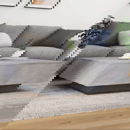  The Living Store Klubska mizica betonsko siva 100x100x31 cm konstruiran les - Klubska Mizica, (21457028) Slike
