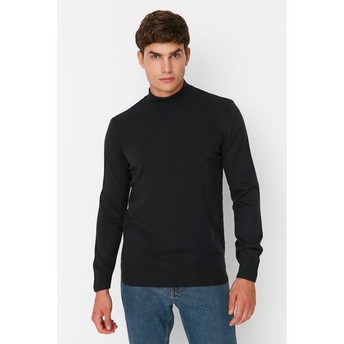 Trendyol Navy Blue Men's Slim Fit Half Turtleneck Basic Knitwear Sweater Cene