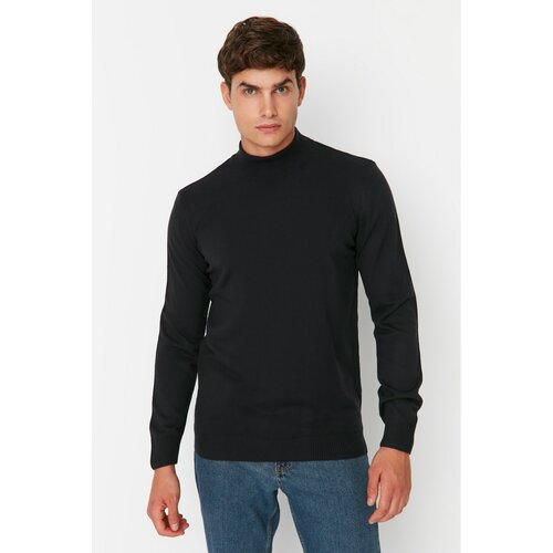 Trendyol Navy Blue Men's Slim Fit Half Turtleneck Basic Knitwear Sweater Slike