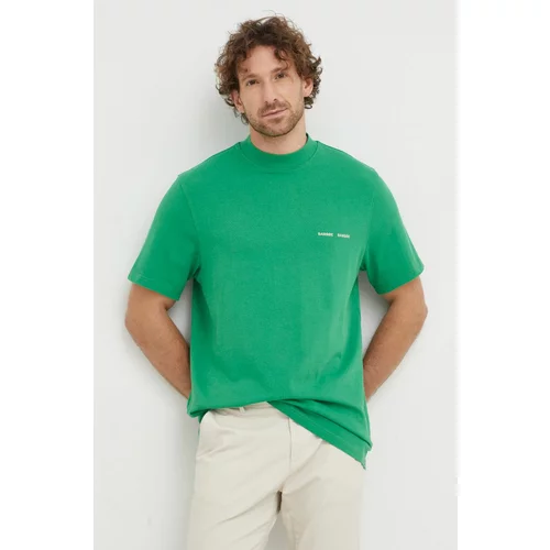 Samsoe Samsoe Bombažna kratka majica zelena barva