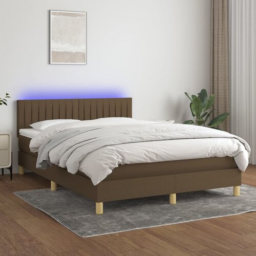 The Living Store Box spring postelja z vzmetnico LED temno rjava 140x190cm blago - Box Spring Postelja, (21521176) Cene